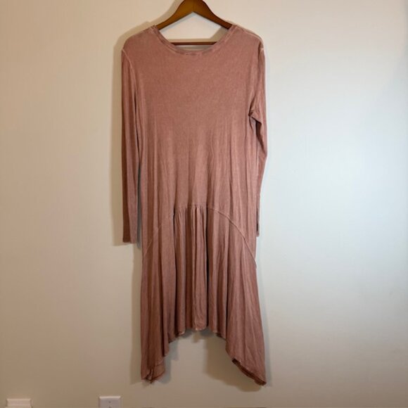 Easel L Boho Lagenlook Dress Asymmetrical Hem Slouchy Minimalist Beach - Picture 4 of 11